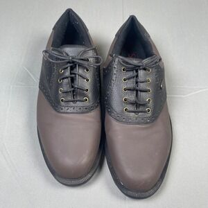 Stylo Mens Golf Shoes Size 10 Brown Black Saddle Oxford Spikeless Made Brazil